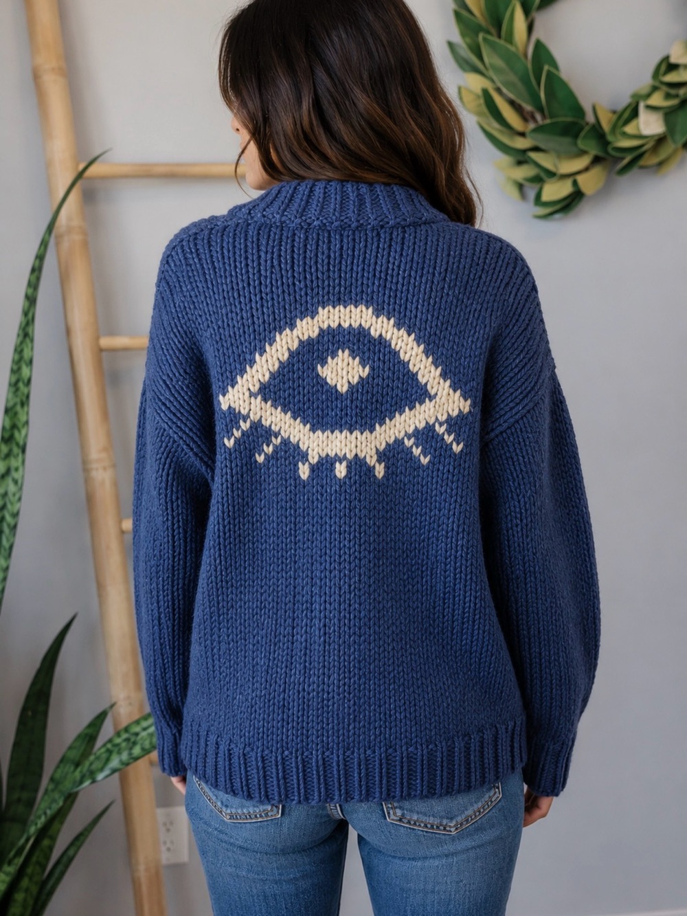 🧿 JACKSON ROWE - I SEE YOU NAVY CARDIGAN MEDIUM